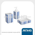 Ceramic Bathroom Accessories of 3PCS Stripe Design Soap Dish, Soap Dispenser, Tumbler